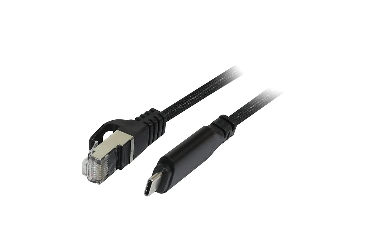 Kabel USB, C(St) => RJ45(St)_Netzwerkkarte, 3.0m, USB3.2 Type-C, schwarz(Textil), Synergy 21,