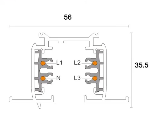 Powergear 3PH EINBAUSCHIENE, Weiß, 1 meter