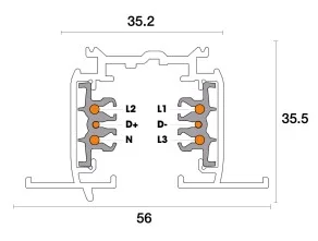 Powergear 3PH EINBAUSCHIENE DALI, Schwarz, 2 meter