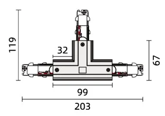 Powergear 3PH T Verbinder DALI 3, LINKS 1 ZU LINKS 2 UMSCHALTBAR, Weiß