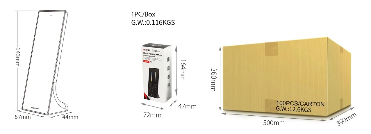 Synergy 21 LED Fernbedienung 2,4GHz dual white (CCT) 3 Zonen (b) *Milight/Miboxer*