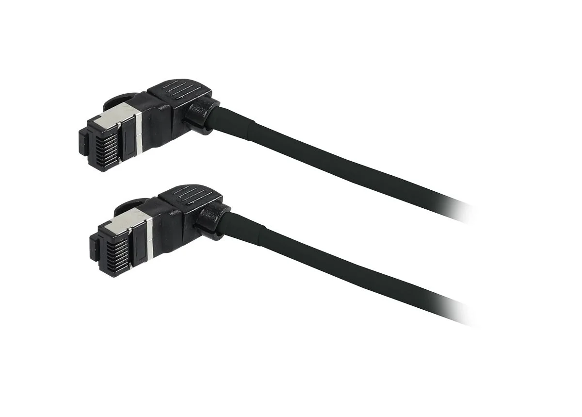 Patchkabel RJ45, CAT6A 500Mhz, 2m, schwarz, S/FTP, slimline rund d=4,5mm, TPE/LSZH(Superflex), AWG28, mit CAT7 Rohk., drehbarer Stecker, Synergy21