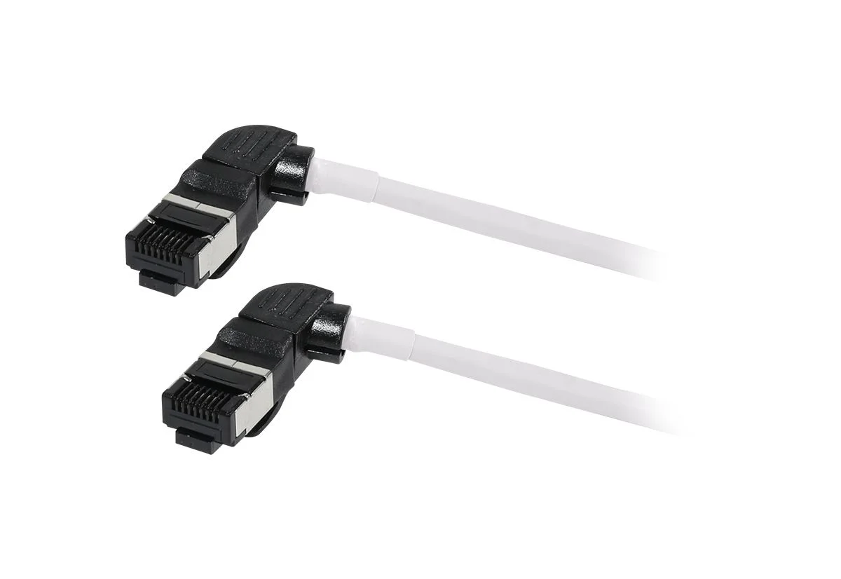 Patchkabel RJ45, CAT6A 500Mhz, 0.15m, weiss, S/FTP, slimline rund d=4,5mm, TPE/LSZH(Superflex), AWG28, mit CAT7 Rohk., drehbarer Stecker, Synergy21