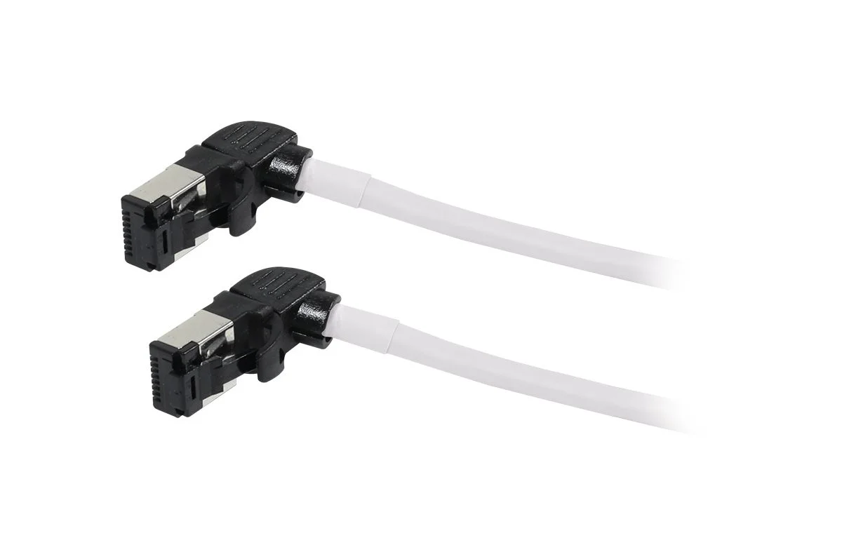 Patchkabel RJ45, CAT6A 500Mhz, 1.0m, weiss, S/FTP, slimline rund d=4,5mm, TPE/LSZH(Superflex), AWG28, mit CAT7 Rohk., drehbarer Stecker, Synergy21
