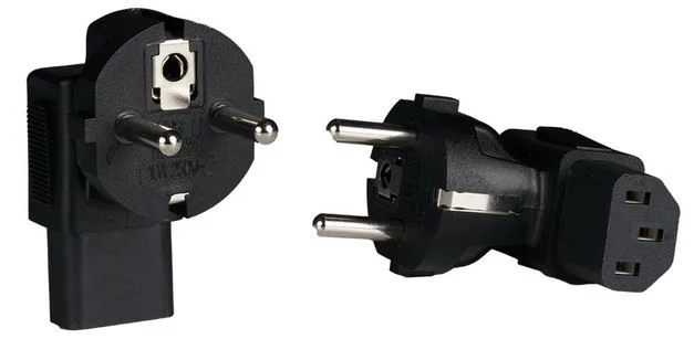 Netzkabel 230V Adapter CEE7/7-Stecker -> C13-Buchse-90Grad