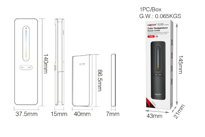 Synergy 21 LED Fernbedienung 2,4GHz dual white (CCT) + Dimm (b)*Milight/Miboxer*