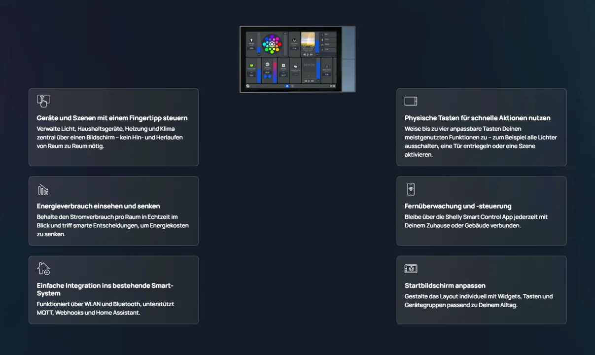 Shelly · Unterputz · " Wall Display XL Silver" · Steuerzentrale · 10,1" · WLAN · BT · silber