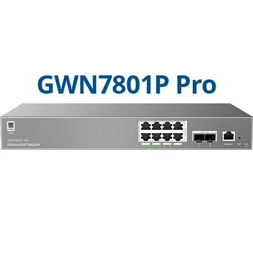 Grandstream GWN7801P PRO – Enterprise Layer 2++ Managed Switch – 8× Gigabit RJ45 (PoE/PoE+) + 2× Gigabit SFP