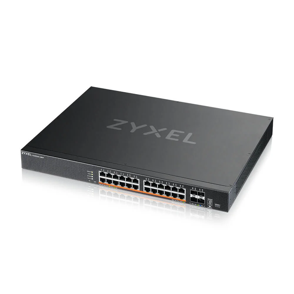 Zyxel Switch full managed Layer3 28 Port • 24x 2.5 GbE • PoE Budget 700/1440 Watt • 4x 10 Gb SFP+ • 19" • NebulaFlex Pro • XMG2230-28HP
