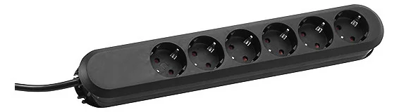 Bachmann Tischsteckdose, 6xDosen(CEE7)->Stecker(CEE7), 5m, schwarz, SMART,