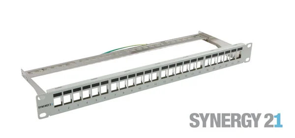 Keystone, Modulträger, 19" Patchpanel für 24xTP-Modul, 1HE(t152mm), Lichtgrau, Synergy 21,