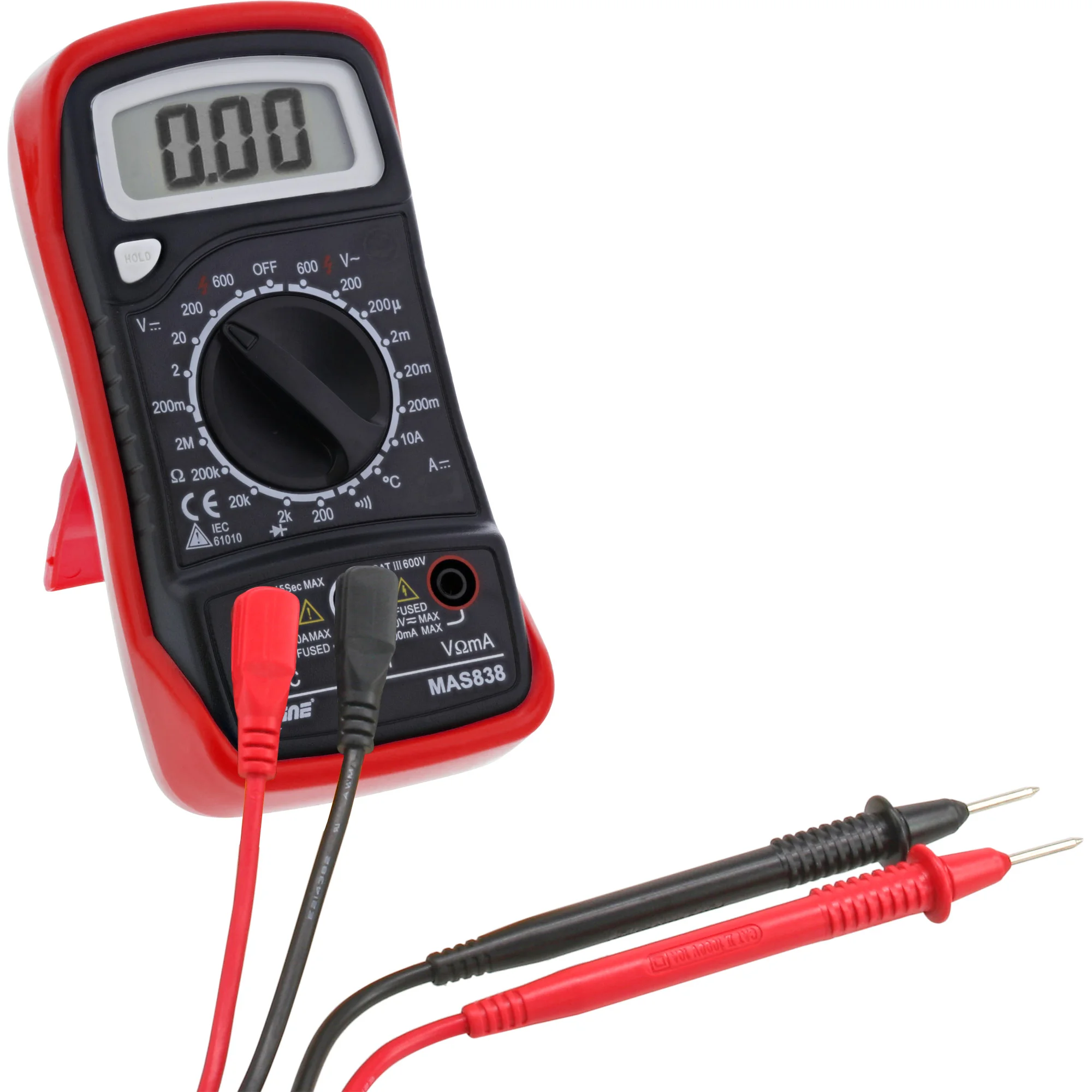 InLine® Multimeter, digital, mit Temperaturfühler, rot