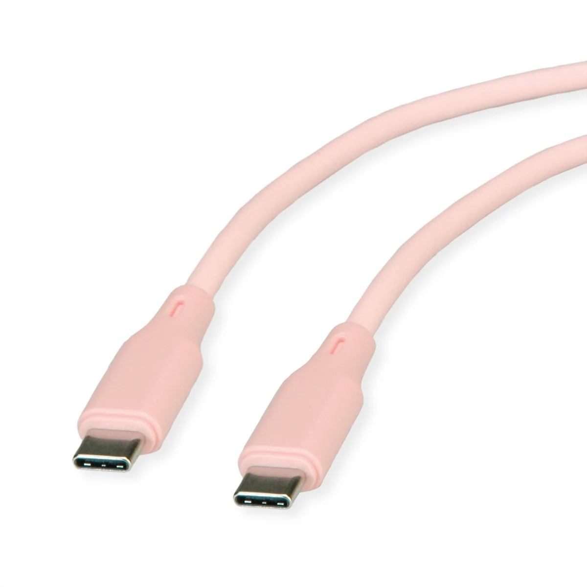 ROLINE USB 2.0 Kabel, Typ C-C, ST/ST, Silikon, 60W, pink, 1 m