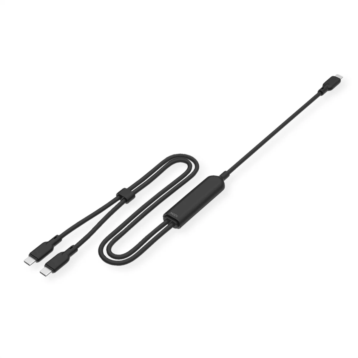 VALUE USB Typ C Split-Ladekabel, C - 2x C, ST/ST, max. 100W, schwarz, 1,8 m