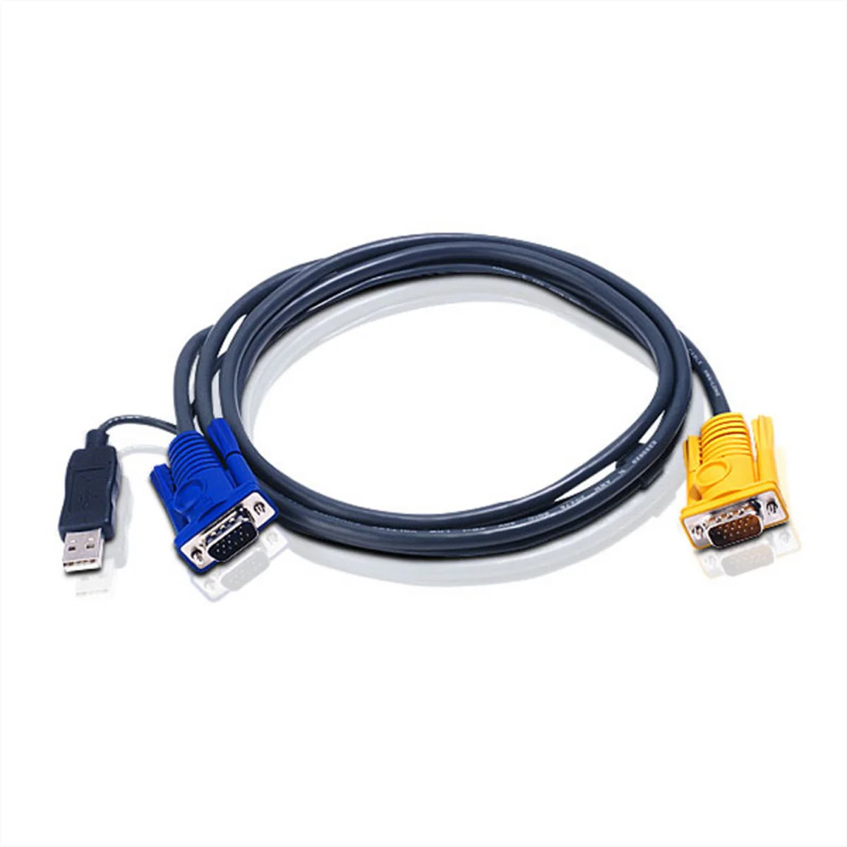 ATEN 2L-5203UP KVM-Kabel VGA USB (mit eingebautem PS/2-USB-Konverter), schwarz, 3 m