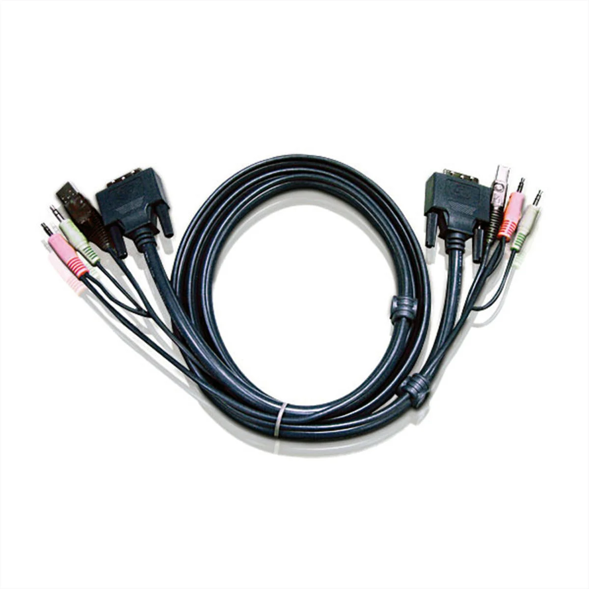 ATEN 2L-7D02UI KVM Kabel DVI-I (Single Link), USB, Audio, schwarz, 1,8 m