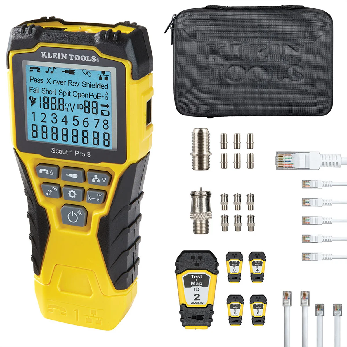 KLEIN TOOLS VDV501-853 Scout® Pro 3 (mit PoE-Test), mit Test-n-Map Remote Fernerkennungskit