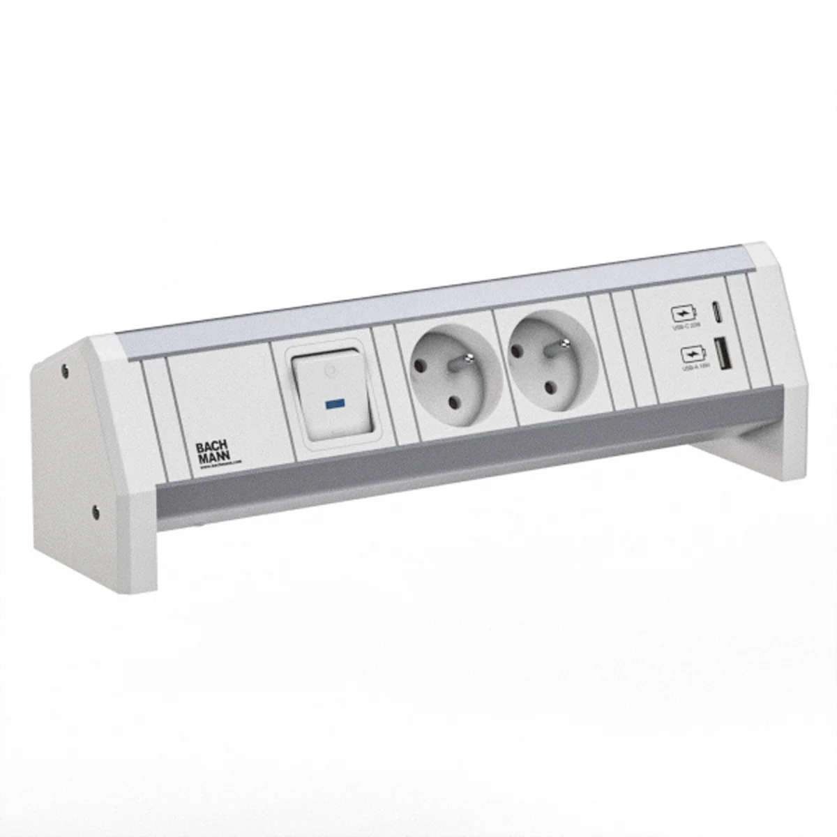 BACHMANN DESK 2xUTE 1xUSB A/C 22W 1xSchalter GST18 RAL9010