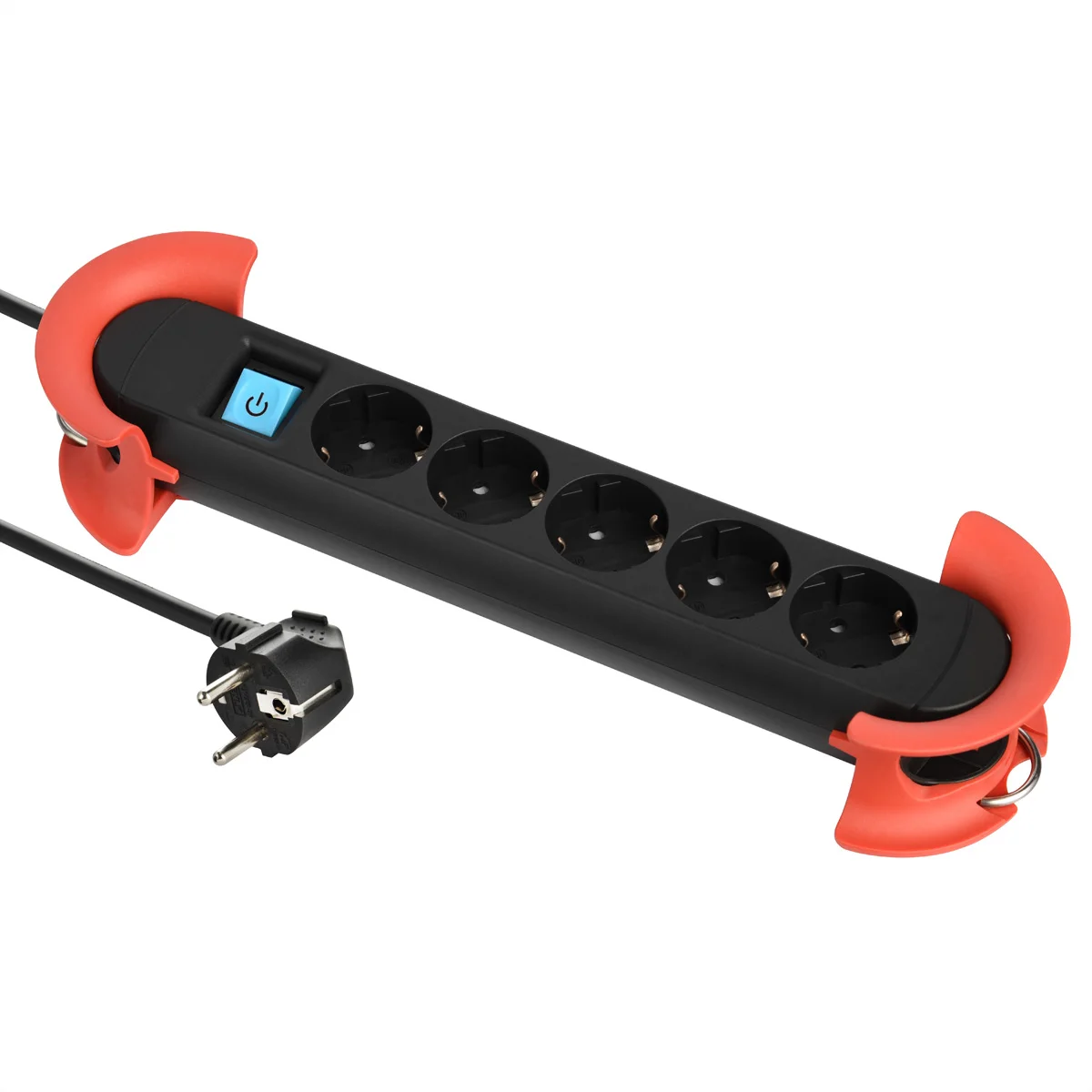 BACHMANN HOOK Indoor 5x Schutzkontakt, Kunststoff, mit Schalter, 5 m