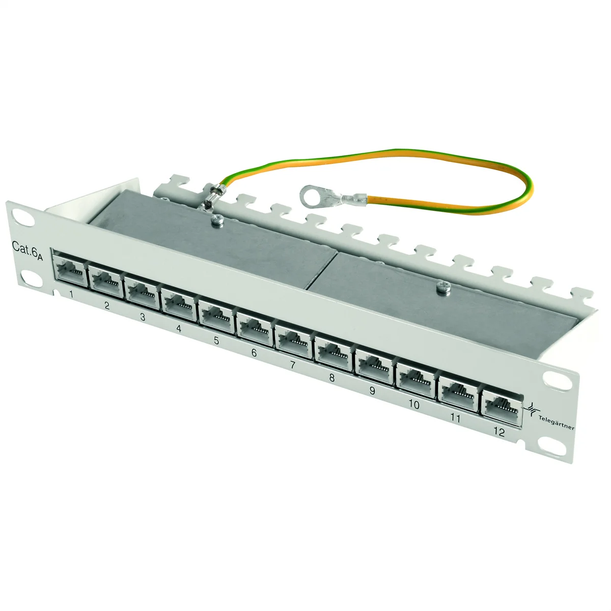 TELEGÄRTNER 10" Patch Panel 255 mm, RAL 7035, MPP12-HS K Cat.6A