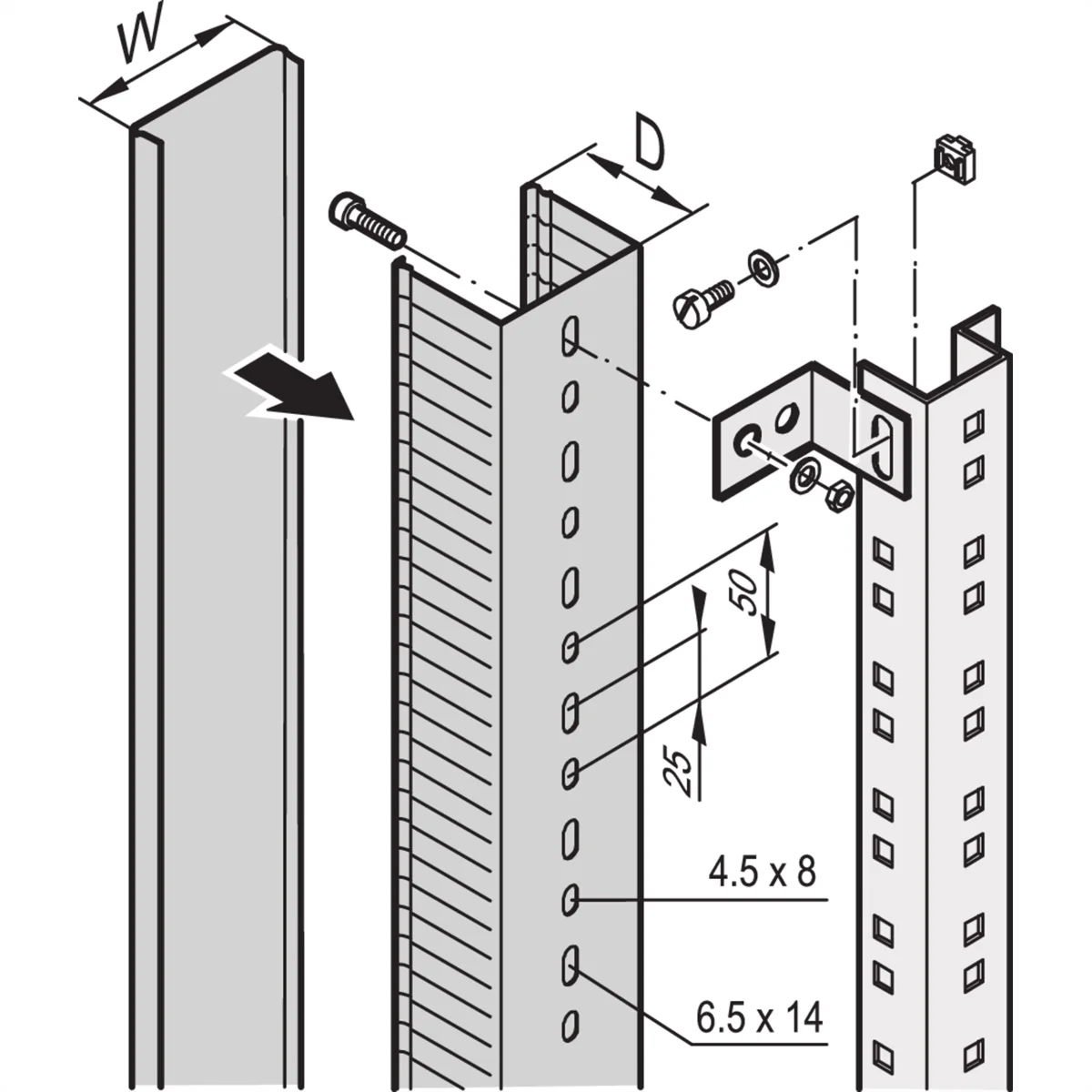 SCHROFF Befestigungsmaterial für Kabelkanal - BEFESTIGUNGSMAT. KABELKANAL