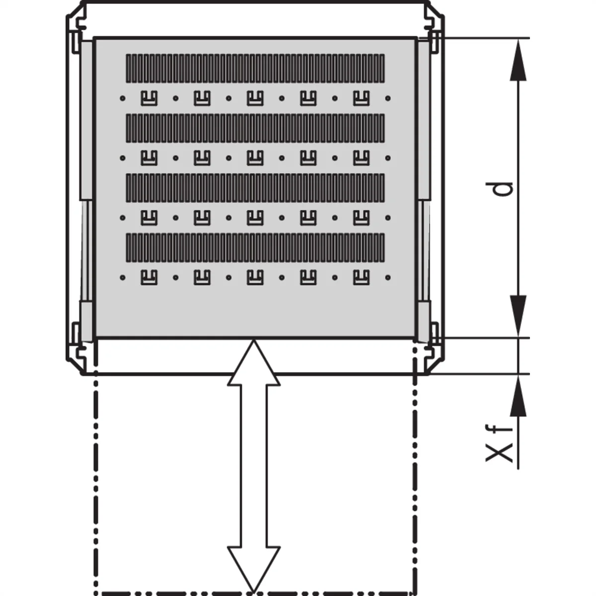 SCHROFF 19" Fachboden, ausziehbar, für Varistar, Novastar, Eurorack, 70 kg, RAL 7021, 553 B 1000 T