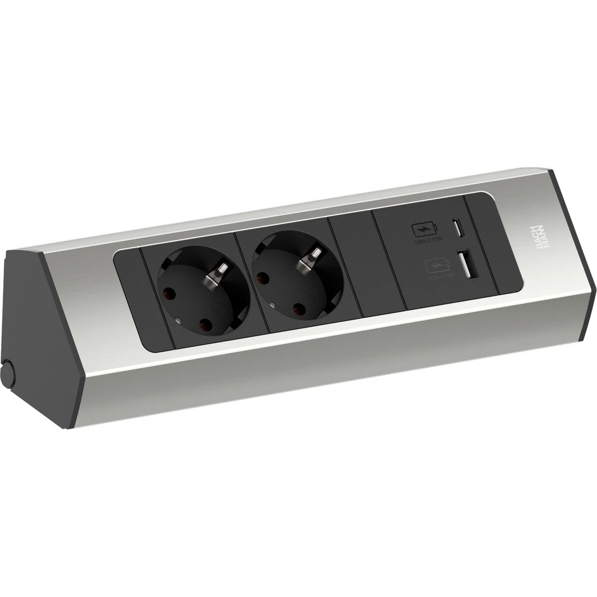 BACHMANN CASIA 2 2xCEE7/3 1xUSB A/C 22W 2,0m AEH Edelstahl-Optik