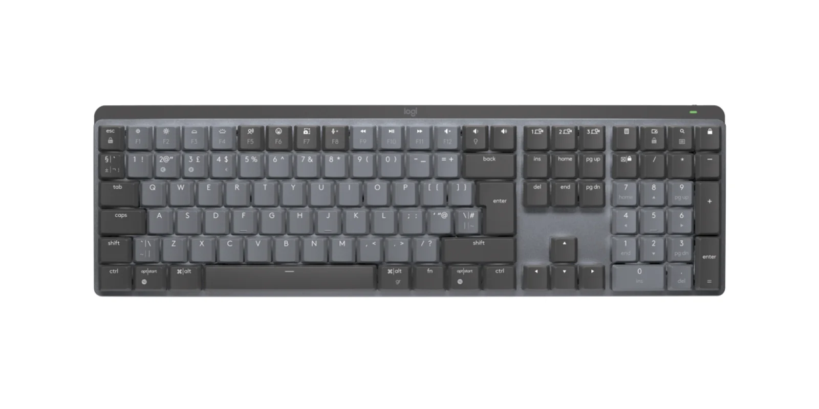 Logitech MX Mechanical Tastatur Büro RF Wireless + Bluetooth QWERTY UK Englisch Graphit, Grau