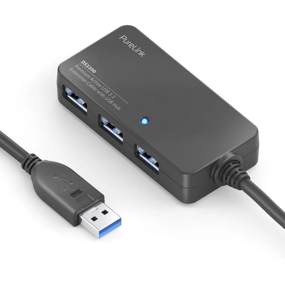 Premium Active USB v3.2 4-Port Extension Hub - 5,00m, schwarz