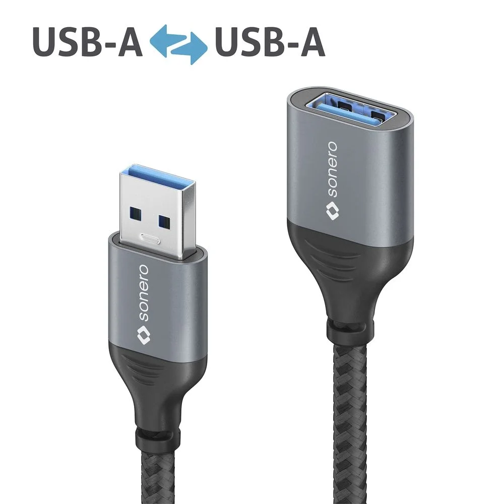 USB 3.0-Kabel - A/A-Verlängerung - Aluminium - spacegrau/schwarz - 2.00m