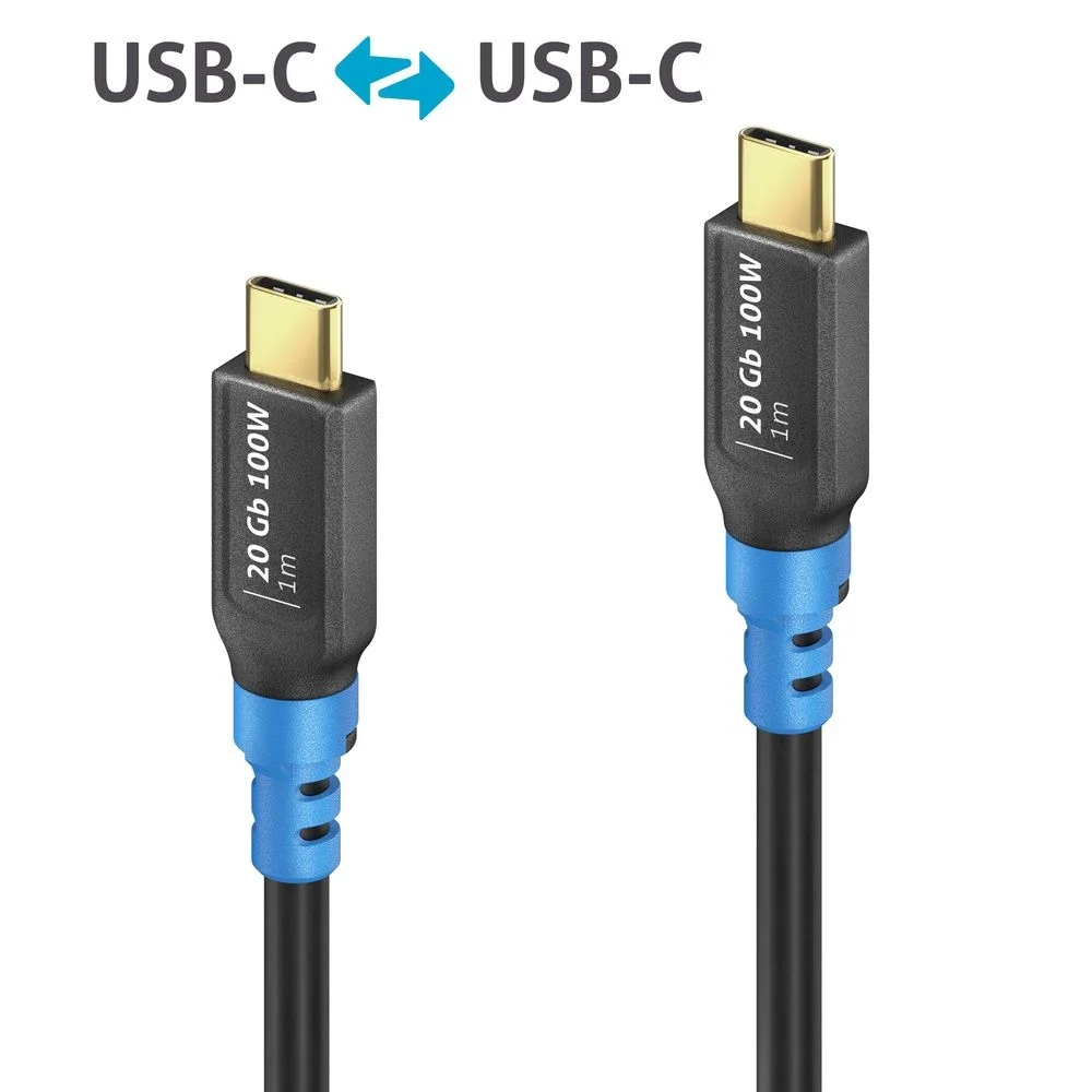 USB4 Gen2 USB-C auf USB-C Kabel, schwarz , 1.00m, Single Cable