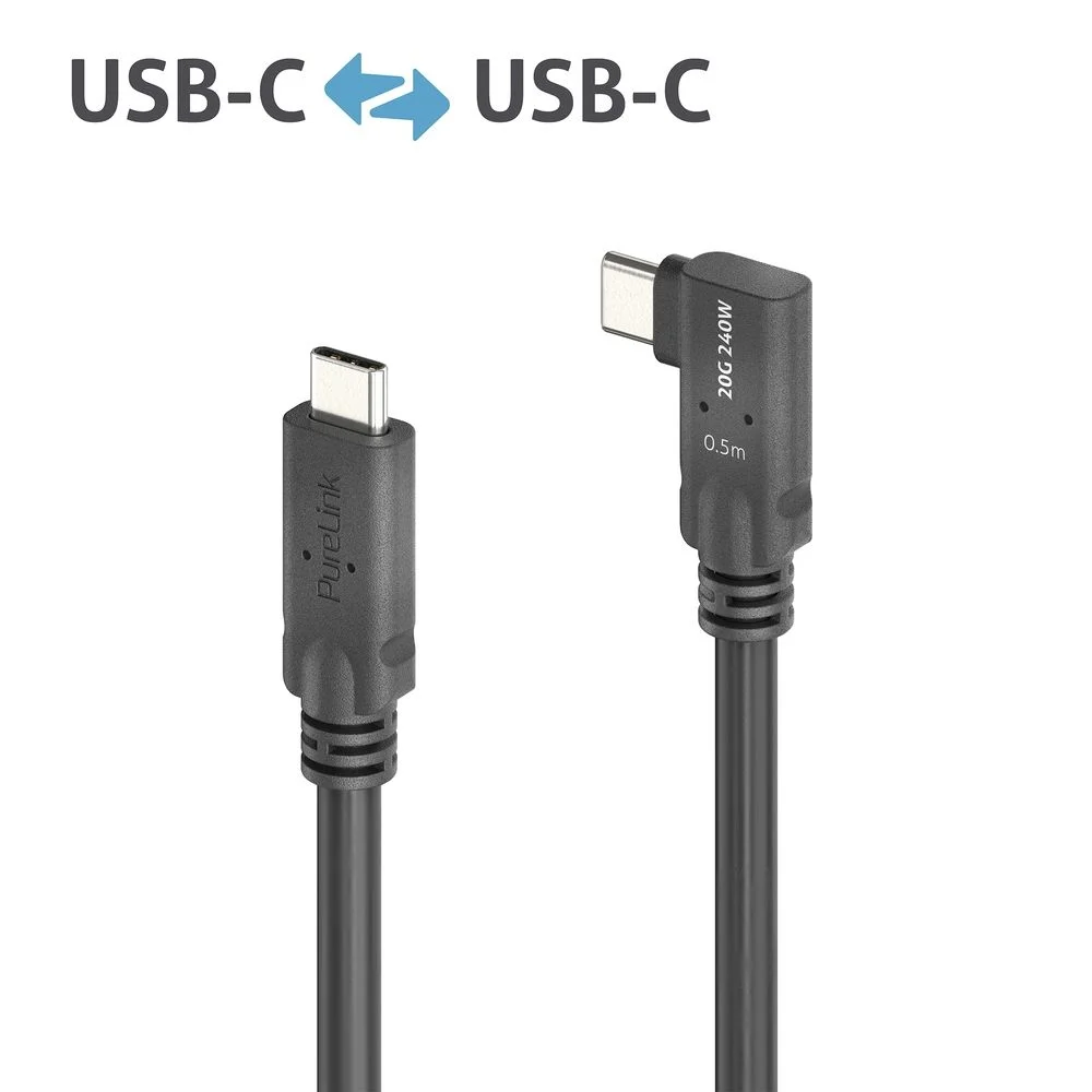 Premium USB4 Gen2 Micro Coax USB-C 90° (Links/Rechts) Kabel, 0.50m