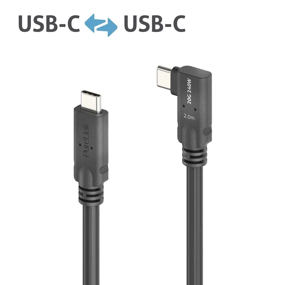 Premium USB4 Gen2 Micro Coax USB-C 90° (Links/Rechts) Kabel, 2.00m