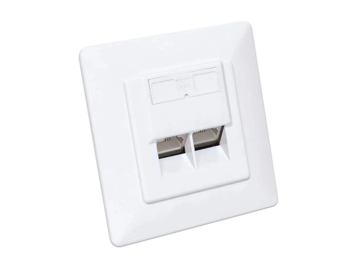 INT 2-Port Cat6a 10G Wanddose weiss