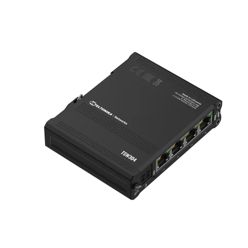 Teltonika · Switch · TSW304 · 4 Port Gigabit Industrial unmanaged Switch DIN RAIL