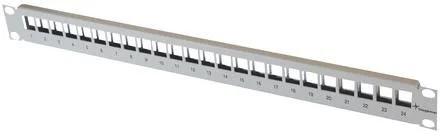 Telegärtner Modulträger, Patchpanel, f. 24xAMJ/AMJ-S-Mod./Kupp., 19", Lichtgrau, ohne Kabelabfangung, (Keystone)