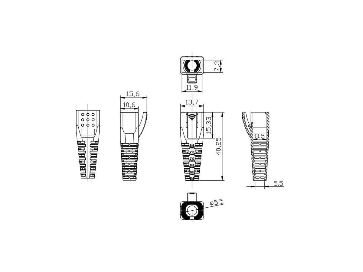 ROLINE Knickschutztulle fur RJ-45 10Stk