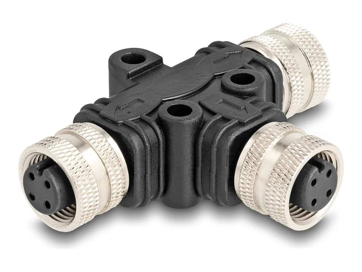 DELOCK M12 T-Splitter A-kod 4 Pin zu 2 x