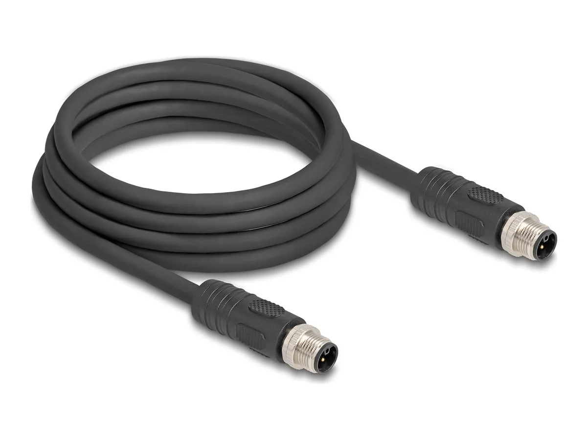 DELOCK M12 L-kodiert 4 Pin PUR 3m schw
