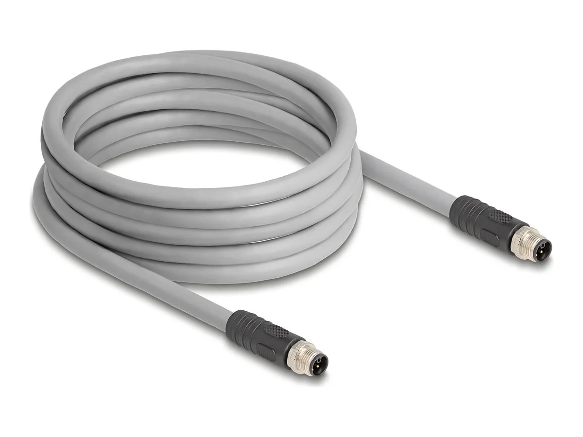 DELOCK M12 L-kodiert 5 Pin PUR 2m grau