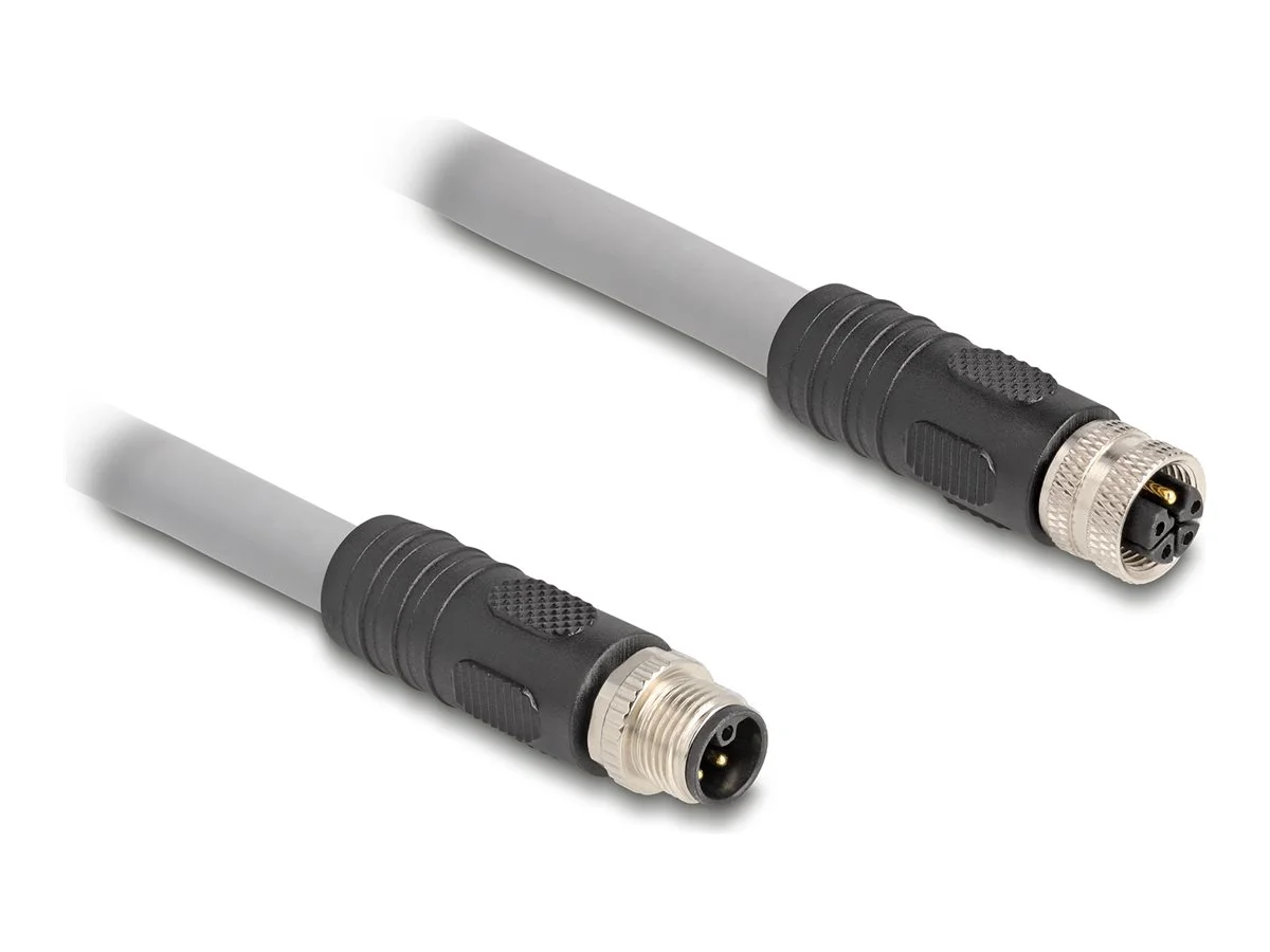 DELOCK M12 L-kodiert 5 Pin PUR 1m grau