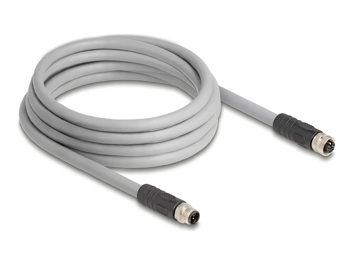 DELOCK M12 L-kodiert 5 Pin PUR 3m grau