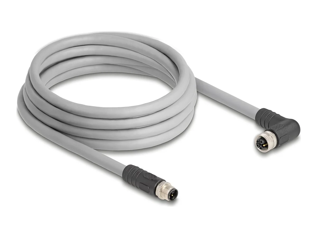 DELOCK M12 L-kodiert 5 Pin PUR 3m grau