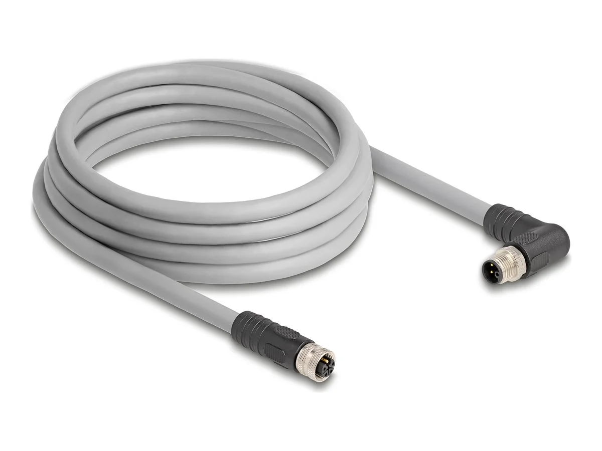 DELOCK M12 L-kodiert 5 Pin PUR 3m grau