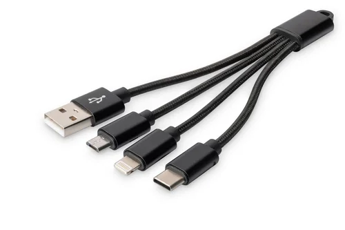 Charger Cable 3-in-1 USB A Lightning+micro B+type-C 0.15M