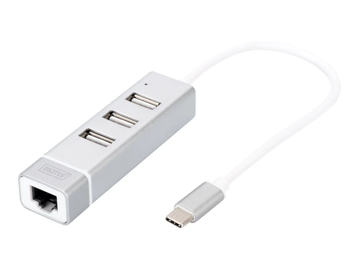 DIGITUS USB 2.0 3-Port Hub Typ C + RJ45