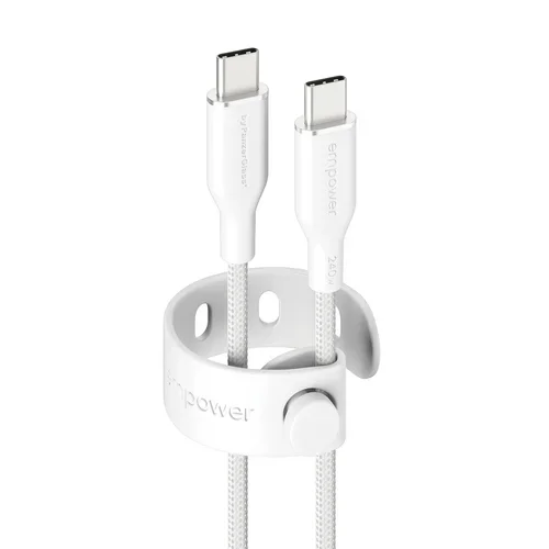 Racing 240W USB-C to USB-C Cable USB 2.0 2M Silver White