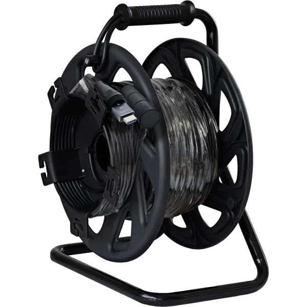 InLine® HDMI Kabeltrommel, AOC HDMI 2.1 Kabel, 8K @ 60Hz, schwarz, 90m