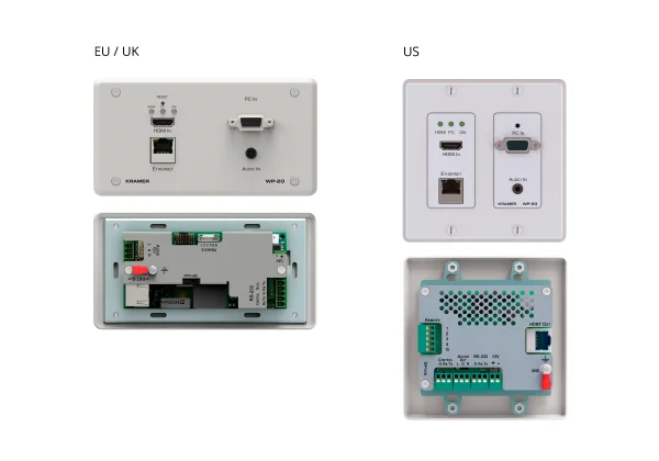 WP-20 – WP-20 im UK-Formfaktor zum Einbau in eine Doppelunterputzdose in 86mm Raster mit schwarzem Frontblendensatz und UK-Netzkabel.
