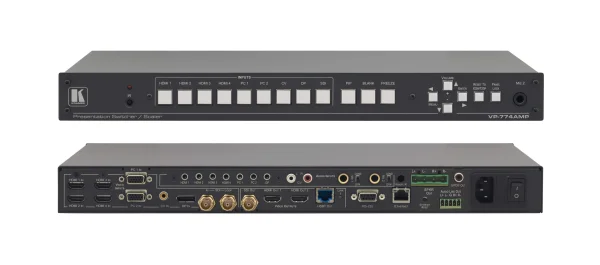 VP-774A – Präsentations-Umschalter/-Scaler mit 9 Eingängen und HDMI/HDBaseT/SDI-Ausgang mit 2K, Lautsprecher-Ausgang